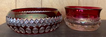 Pair Of Ruby Red Bowls