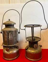 2 Vintage Gas Lanterns Stainless Steel.