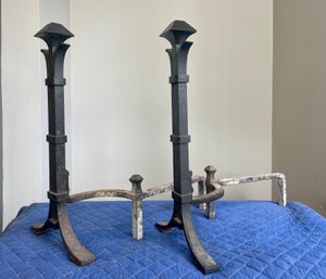 Set Of Arts & Crafts Style Forged Andirons