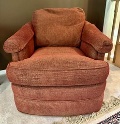 Sherrill Burgundy Swivel Barrel Chair