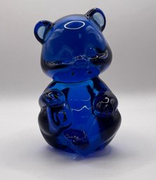 Fenton Art Glass Cobalt Blue  Sitting Bear