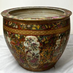 Vintage Asian Porcelain Fishbowl Planter