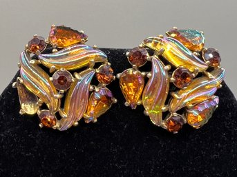 Vintage Elsa Schiaparelli Clip Rhinestone Earrings