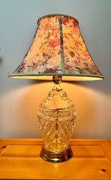 Crystal Lamp W/Floral Shade
