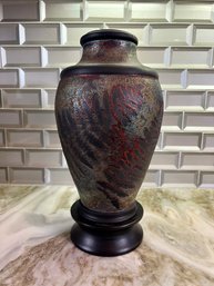Raku Pottery Vase With Ferns