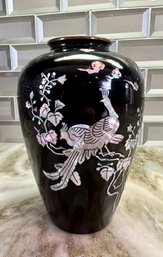 Enamel And Mother Of Pearl Vase