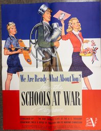 Vintage 1942 Schools At War Poster WW 2