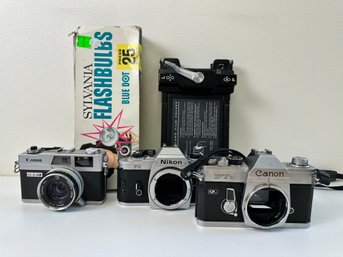 Lot Of Vintage Cameras Nikon And Canon