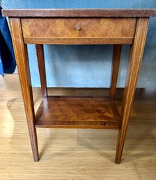 Antique Inlayed Wood Side Table