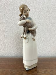 Lladro Young Lady Holding A Lamb