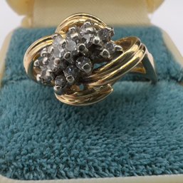 14K Ring With Diamonds And Marked Inside Blue Free