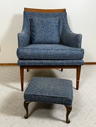Vintage Upholstered Armchair & Foot Rest *Local Pick-Up Only*