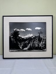 Beautiful Black And White Mountain Scene Photograph