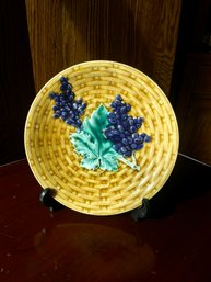 Basket Weave With Grapes Majolica Plate