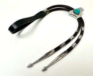 Vintage Sterling And Turquoise Bolo Tie