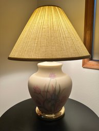 Floral Painted Lamp W/brass Base