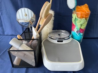 Salter Scale And Lot Of Bath Supplies.