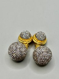 1990s Deanna Hamro Crystal Diamente Swarovski  Crystal Ball Earrings