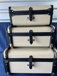 3 Decorative White Suitcases.