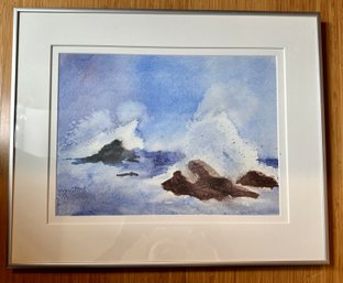 Unsigned Waves Crashing Watercolor