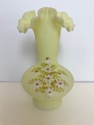Fenton Custard Hand Painted Vase