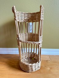 Small Open-Sided French Standing Willow Baguette Basket