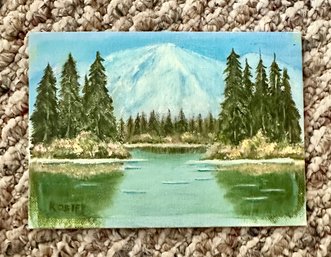Small Oil Painting Of Mountain Scene