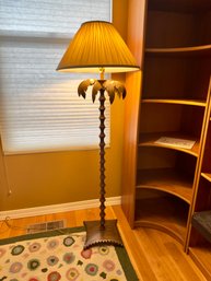 Metal Floor Lamp ~ Bronze Palm Tree ~ Fabric Shade