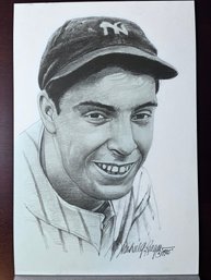 Original Michael Reagan Pencil Sketch Of Joe Dimaggio