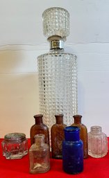 8 Vintage Bottles, 3 Brown Hicks Capudine For Headaches, One Melton Chicago 6 Sides.