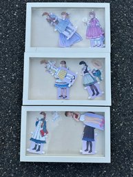 Three Shadow Boxes With Paper Dolls