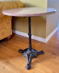 Antique Marble Top Iron Cafe Table