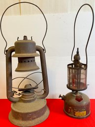 2 Vintage Kerosene Lanterns, Marswell And American Sun Flame.