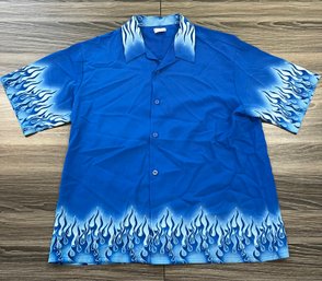 Vintage No Boundries Flaming Button Up Shirt Size Large