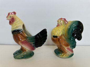 Two Vintage Rooster Planters