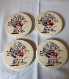 4 Ceramic Coasters Signed Jody Bergsma