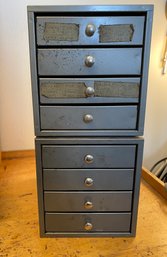2 Metal Boxes With 4 Drawers Full Of Small Tools & Accessories.