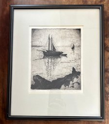 William Hyde Etching Signed And Numbered At Anchor