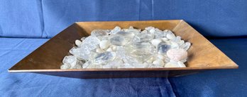 Copper Colored Dish With Stones And Polished Glass.