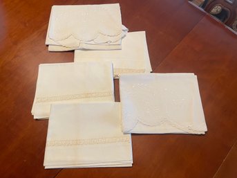 Lot Of 5 Vintage Embroidered Pillowcases