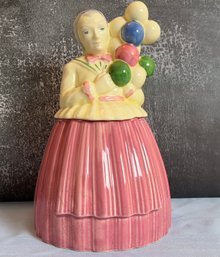 Balloon Lady Cookie Jar Handpainted By Pottery Guild Of America