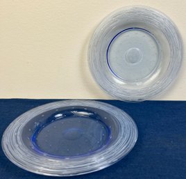 Vintage Blue Bubble Glass Decorative Medium Plates