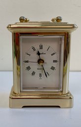 Small Gold Linden Tabletop Clock, Made In Japan