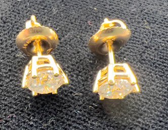 14K Diamond Screw Back Earrings