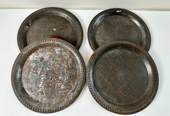 Set Of 4 Vintage Tin ABC Plates