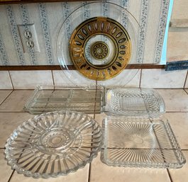 5 Large Glass Platters