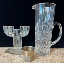 Glass Pitcher, Glass Holder, And Shot Cup