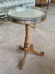 Midcentury Small Round Marble Top Side Table