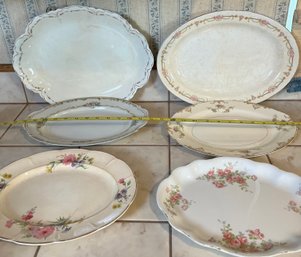 6 Vintage Porcelain Platters, Various Makers.