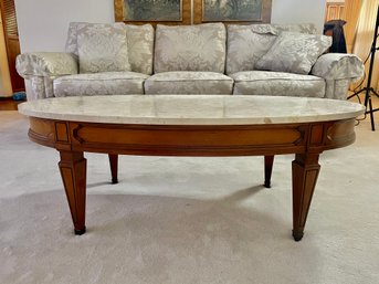 MCM Vintage Marble Topped Oval Coffee Table